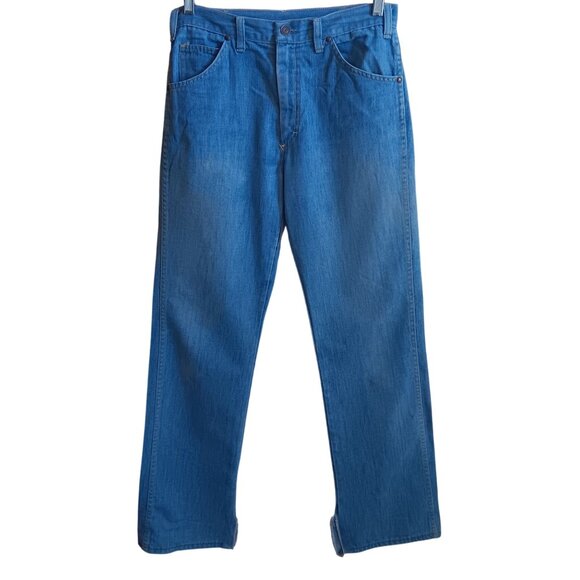 30x31 Vintage Bootcut Jeans 1970's Distress Orange Stitching Flappy Hippy usa - Picture 3 of 11